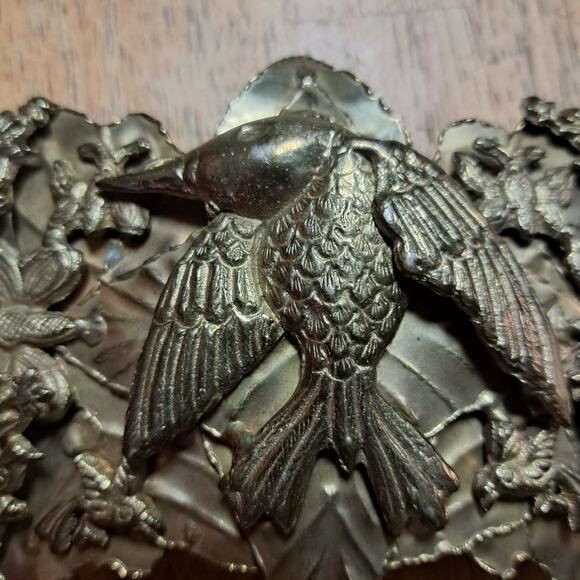 RARE 1940\'s Brass Custom Belt Buckle Hummingbird Butterfly Birds Sunflowers main image 14